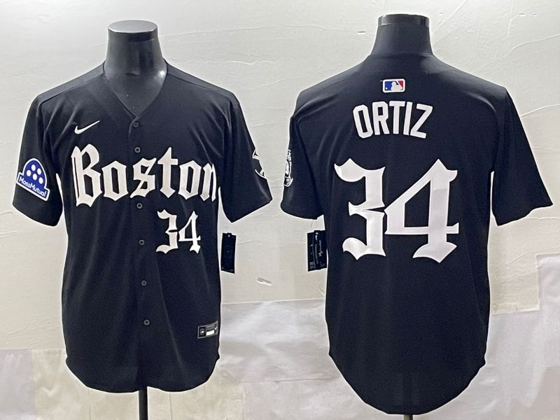 Men 2025 Boston Red Sox #34 Ortiz Black Five generations Joint Name Nike MLB Jersey style 16->boston red sox->MLB Jersey